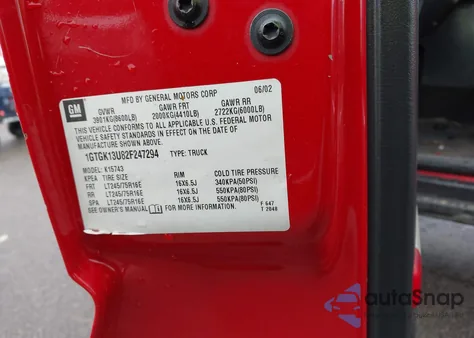 2002 GMC Sierra 1500Hd Sle from USA, damaged, VIN 1GTGK13U82F247294